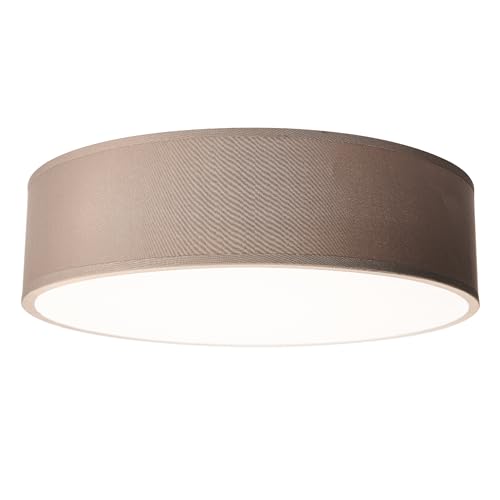 EINLICHT Deckenleuchte rund Ø 38cm | Fabric | moderne Deckenlampe Stoff für 2-Flammig E27 40W Lampenschirm Schlafzimmer Wohnzimmer Stoffschirm, Taupe Braun von EINLICHT