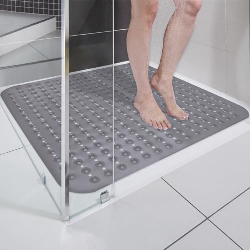 Duschmatte rutschfest 80x80 cm: Antirutschmatte für Dusche mit Saugnäpfen und Drain Löcher - BPA-frei Duscheinlage rutschfest - schimmelresistent & maschinenwaschbar von EIVINJE