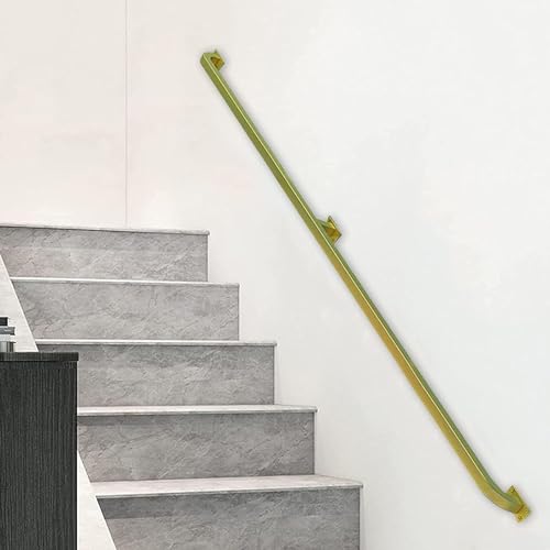 Handlauf-Set Compatible with Metalltreppen | 30cm-600cm modernes Treppengeländer | Wandmontiertes Sicherheitsgeländer | Innen-Außen | Gold (Größe: 20 FT),Brüstung Geländer von EIYEI