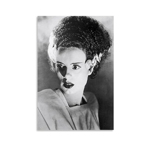 Bride of Frankenstein 1935 Elsa Lanchester Schwarz-Weiß-Film-Poster, dekoratives Gemälde, Leinwand-Wandposter und Kunstdruck, modernes Familienschlafzimmer-Dekor-Poster, 40 x 60 cm von EKoKim