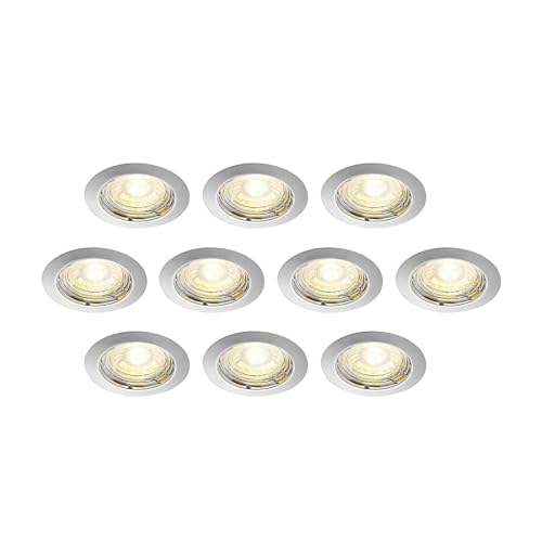 ELC 10er Set Einbaustrahler flach, rund Ø 8,3 cm, Einbauleuchte je 1x GU10 max. 35W, ohne Leuchtmittel, IP20, Decken Spot Wohnzimmer, Esszimmer von ELC European Lighting Circle