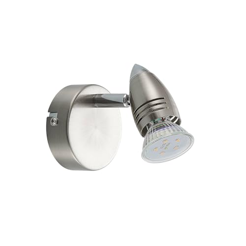 ELC LED Spot, Wandlampe, Deckenlampe drehbar und schwenkbar, Wandstrahler, Deckenstrahler nickel, 1x 5W GU10 LED (austauschbar), Strahler von ELC European Lighting Circle