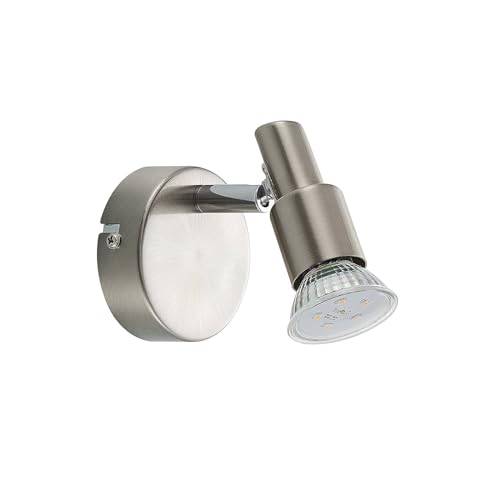 ELC LED Spot, Wandlampe, Deckenlampe drehbar und schwenkbar, Wandstrahler, Deckenstrahler nickel, 1x 5W GU10 LED (austauschbar), Strahler von ELC European Lighting Circle