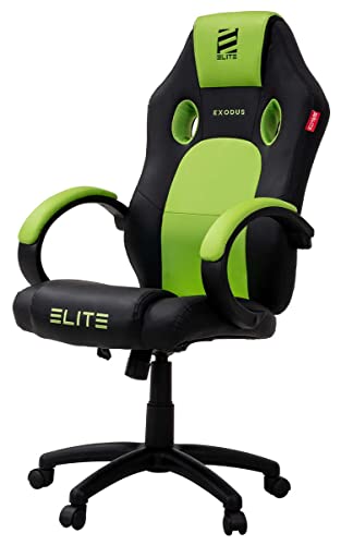 ELITE Gaming Stuhl MG100 Exodus | Ergonomischer Bürostuhl - Schreibtischstuhl - Chefsessel - Sessel - Racing Gaming-Stuhl - Gamingstuhl - Drehstuhl - Chair - Kunstleder Sportsitz (Schwarz/Neongrün) von ELITE