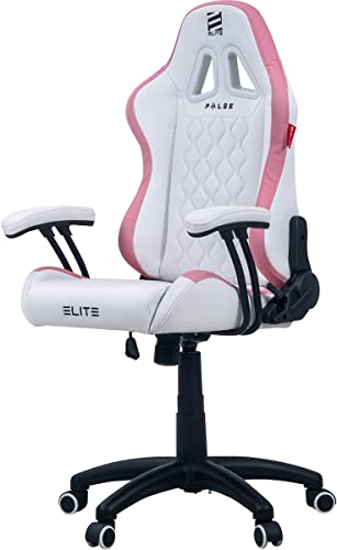 ELITE Gaming Stuhl Pulse für Kinder | Ergonomischer Bürostuhl - Schreibtischstuhl - Chefsessel - Sessel - Racing Gaming-Stuhl - Gamingstuhl - Drehstuhl - Chair - Kunstleder (Weiß/Pink) von ELITE