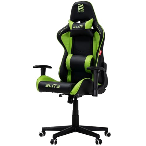 ELITE Gaming Stuhl MG200 Destiny | Ergonomischer Bürostuhl - Schreibtischstuhl - Chefsessel - Sessel - Racing Gaming-Stuhl - Gamingstuhl - Drehstuhl - Chair - Kunstleder Sportsitz (Schwarz/Grün) von ELITE