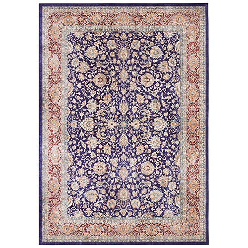 Elle Decoration Keshan Maschad Orientalischer Teppich - Kurzflor Vintage-Look Orientalisch Orient Klassischer Orientteppich für Wohnzimmer Esszimmer Flur oder Schlafzimmer Navy Blau, 160x230cm von ELLE Decoration