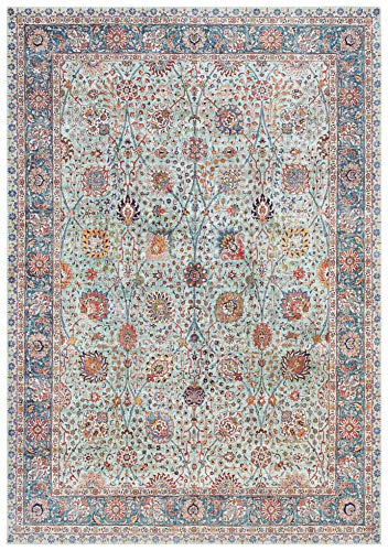 Elle Decoration Mahal Orientalischer Teppich - Kurzflor Vintage-Look Orientalisch Ornamente-Muster Klassischer Orientteppich für Wohnzimmer Esszimmer Flur oder Schlafzimmer Jade Grün, 200x290cm von ELLE Decoration