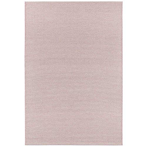 Elle Decoration Millau In- und Outdoor Teppich 160x230cm – Kurzflor Wetterfest Wasserfest Modern Plain Unifarben Design für Terrasse Balkon Wohnzimmer Schlafzimmer Esszimmer Küche Flur in Rosa von ELLE Decoration