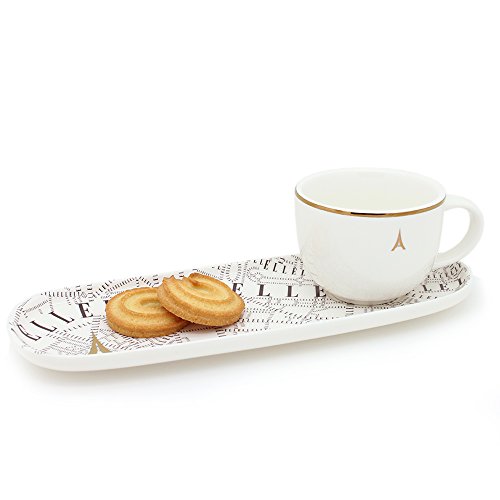 ELLE Plan de Paris Gold Kaffee oder Tee Tasse und Untertasse Set von ELLE