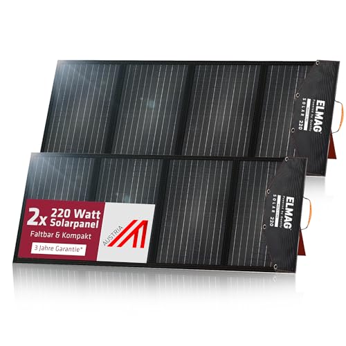 ELMAG Faltbares Solarpanel SOLAR 220 DUO – 2 Stück monokristalline 220W Solarmodule für tragbare Powerstations – 18V DC Solarpanele mit integrierten Stützfüßen – Ideal für Outdoor, Camping & Wohnmobil ELMAG Faltbares Solarpanel SOLAR 220 DUO – 2 Stück monokristalline 220W Solarmodule für tragbare Powerstations – 18V DC Solarpanele mit integrierten Stützfüßen – Ideal für Outdoor, Camping & Wohnmobil von ELMAG