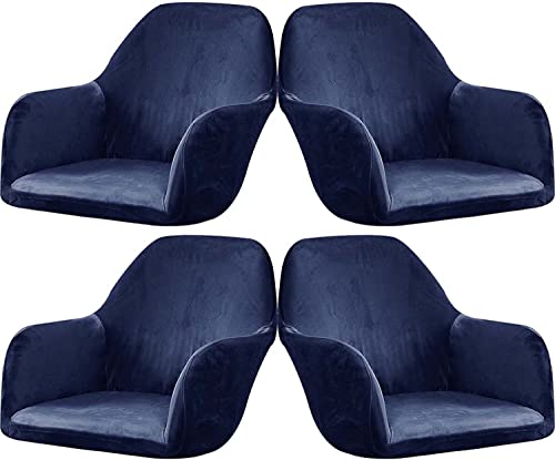 ELYSYSRL Stretch Stuhlhussen Samt mit Armlehne Stuhlbezug 1/6/2/4er Set Luxus-Samt Bürostuhl Bezug Stuhlschonbezug Sessel Esszimmerstuhlhussen Armlehnstuhl Stuhlabdeckung (Color : #7, Size : 4 Stück) von ELYSYSRL