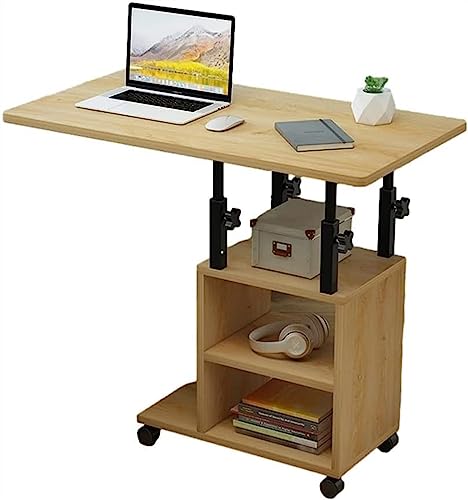 ELzEy Höhenverstellbarer mobiler Schreibtisch for Sitzen und Stehen, tragbarer Stehtisch mit Rädern, Laptop for Zuhause, Büro, Computer, Rollwagen (Color : Brown) von ELzEy