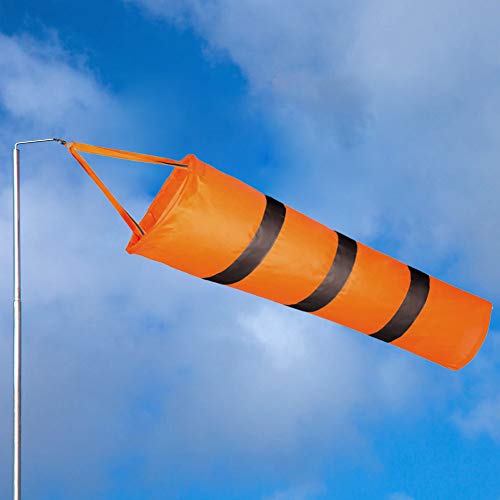 EMAGEREN Windsäcke Wetterfest Windturbine Orange Windsack mit reflektierenden Streifen Windsocke Wetterfahne Windsock mit Karabiner Befestigung für Windmessungen im Freien, Ø20cm, Länge: 81cm von EMAGEREN