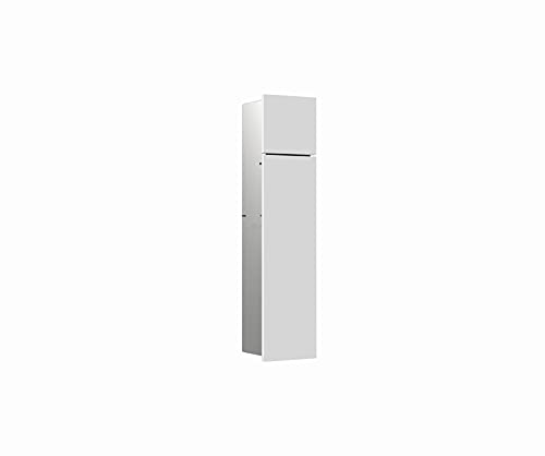 Emco Asis Pure Unterputz-Schrankmodul für die Klobürstengarnitur, Badezimmerschrank mit Toilettenpapierhalter und Fach, Hochschrank mit Push to Open-Funktion, Anschlag rechts, Weiß matt von Emco