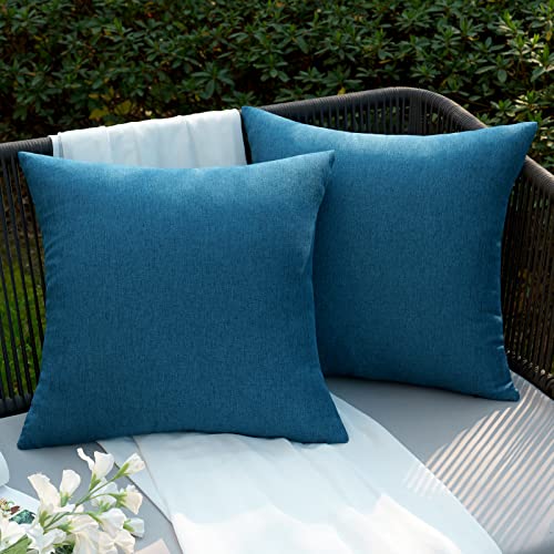 EMEMA Kissenbezug Outdoor Wasserdicht Sofakissen Wasserfest Dekokissen Kissenbezüge Dekorativ Kissen Kissenhülle aus Polyster für Garten Sofa Wohnzimmer Bett 2er Set 40x40 cm Navy blau von EMEMA