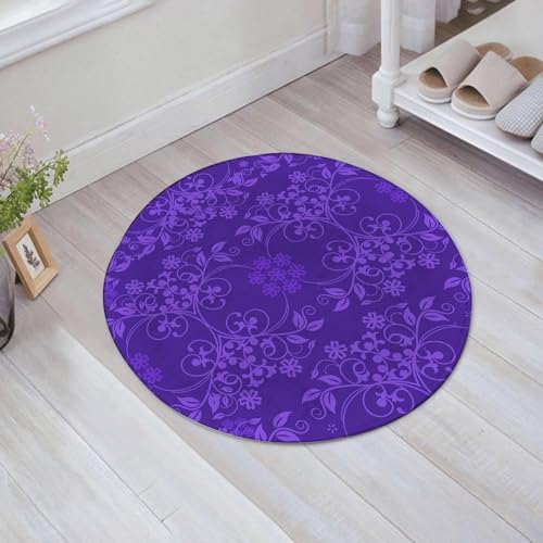 EMFSLA rutschfest Badezimmer Badeteppiche,Weich Hochflor Saugfähig Badvorleger Waschbar Flauschige Mikrofaser Badematte,Aubergine, wunderschöne, wohlgeformte Blumen auf violettem Hintergrund,60x60 cm von EMFSLA