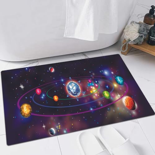 EMFSLA rutschfest Badezimmer Badeteppiche,Weich Hochflor Saugfähig Badvorleger Waschbar Flauschige Mikrofaser Badematte,Erde und Technologie,60x90 cm von EMFSLA