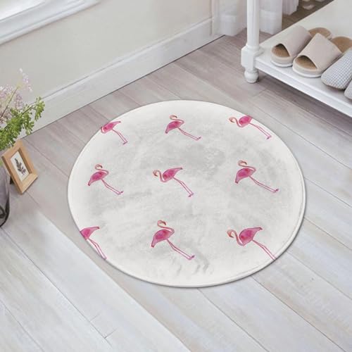 EMFSLA rutschfest Badezimmer Badeteppiche,Weich Hochflor Saugfähig Badvorleger Waschbar Flauschige Mikrofaser Badematte,Flamingo, Flamingomuster mit Aquarelleffekt, einfacher Design-Kunstdru,60x60 cm von EMFSLA