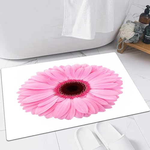 EMFSLA rutschfest Badezimmer Badeteppiche,Weich Hochflor Saugfähig Badvorleger Waschbar Flauschige Mikrofaser Badematte,Gerbera-Blume isoliert auf weißem Hintergrund.,40x60 cm von EMFSLA