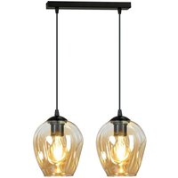 Emibig istar Schwarze Balken-Pendel-Deckenleuchte mit bernsteinfarbenen Glasschirmen, 2x E27 von EMIBIG LIGHTING