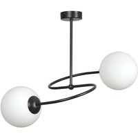Emibig selbi Black Globe Multi Arm Halbbündige Deckenleuchte mit weißen Glasschirmen, 2x E14 von EMIBIG LIGHTING
