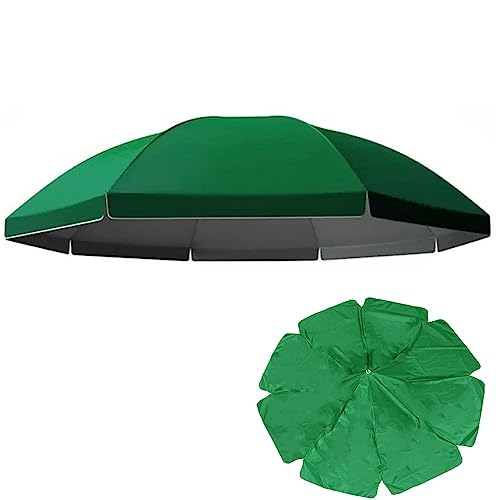 EMISOO 8-Rippen Sonnenschirm Ersatz-Abdeckung 200cm/300cm Terrassenschirm Ersatzbezug Wasserdichtes UV30+ Ersatztuch Sonnenschirm Für Garten, Strand, Pool (Color : Green, Size : 2m/8 Ribs) von EMISOO