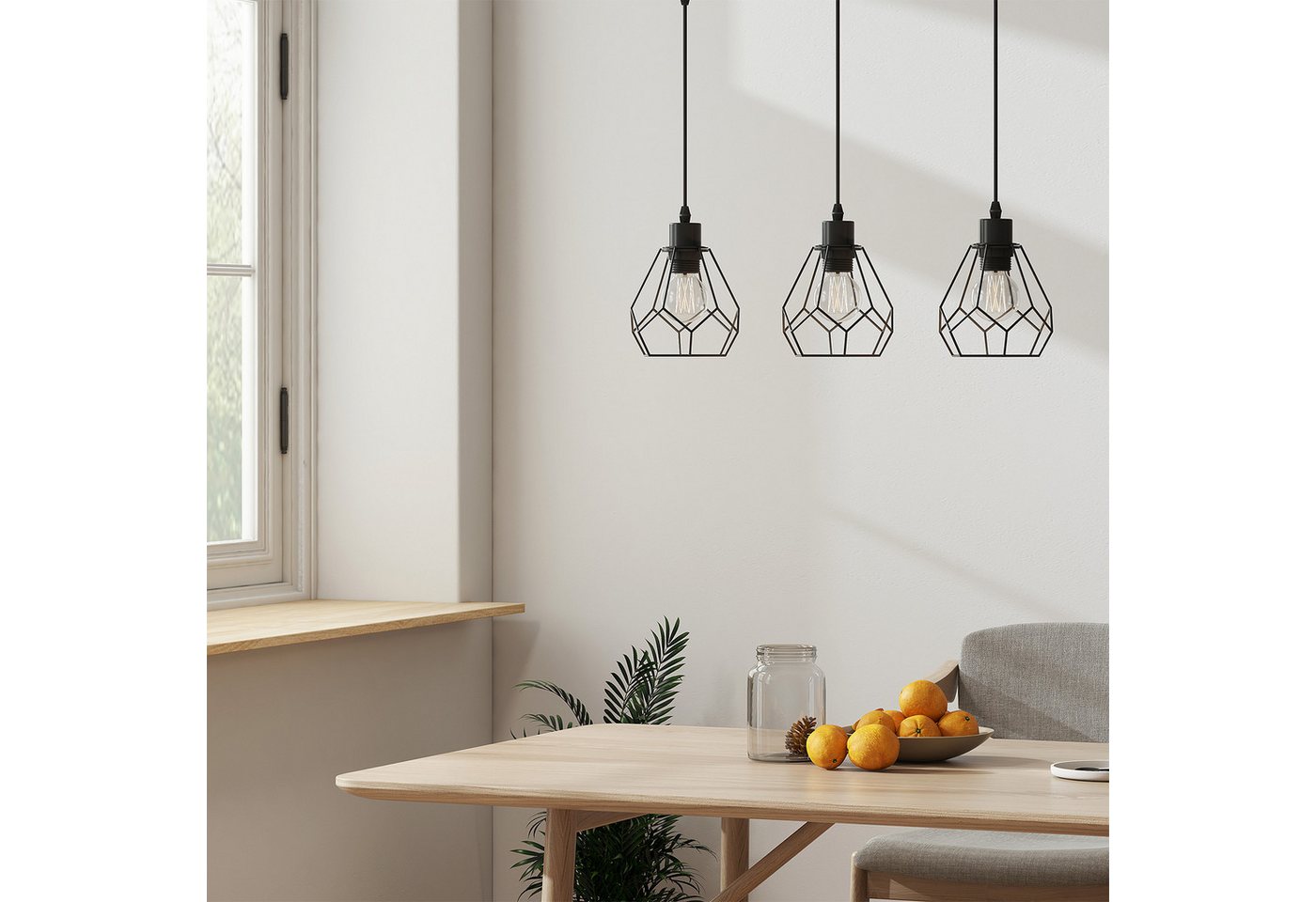 EMKE LED Pendelleuchte Retro Hängelampe Pendelleuchte aus Metall Industrial Hängelampe, Geometrischem Design Lampenschirm für E27 (Glühbirne nicht enthalten) von EMKE