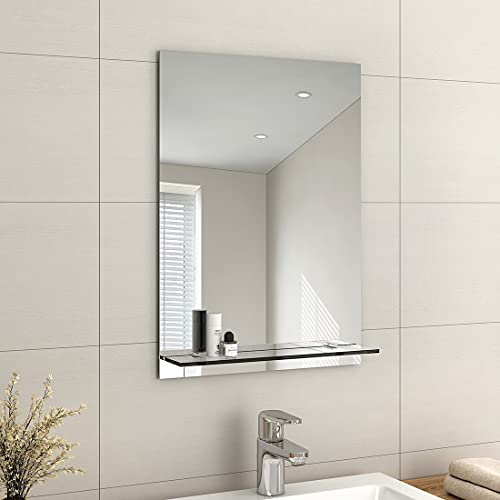 EMKE Rahmenloser Spiegel mit Ablage – Kleiner Badezimmer-Wand-Rasierspiegel mit Stauraum, rechteckiger Kosmetikspiegel, 50 x 70 cm EMKE Rahmenloser Spiegel mit Ablage – Kleiner Badezimmer-Wand-Rasierspiegel mit Stauraum, rechteckiger Kosmetikspiegel, 50 x 70 cm von EMKE