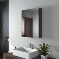 Spiegelschrank mit Spiegel unsichtbarer Griff Wandspiegel mit Badschrankmit höhenverstellbarem badezimmerschrank Laminat (Schwarz, 50x65cm) - Emke von EMKE