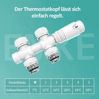 Hahnblock Thermostatventil Multiblock Set Heizkörper Mittelanschluss Eck- und Durchgangsform φ16xG1/2' Weiß - Emke von EMKE