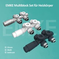 Heizkörper Multiblock Anschlussgarnitur Hahnblock Ventil Thermotstat Eck- und Durchgangsform φ16xG1/2' Chrom - Emke von EMKE