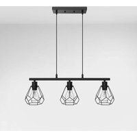 Pendelleuchte Retro Hängelampe Pendelleuchte aus Metall Industrial Hängelampe, Geometrischem Design Lampenschirm für E27 Drei Lampenköpfe (Glühbirne von EMKE