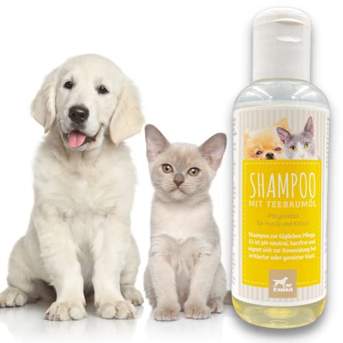 Tea Tree Shampoo Hundeshampoo mit Teebaumöl für Hunde Katzen 250ml I mildes Hunde Shampoo ph neutral I Pferdepflege Set glänzendes Fell I Katzenshampoo I für trockene & irritierte Haut I Fellpflege von EMMA