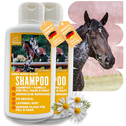 Pferdeshampoo Shampoo für Hunde Pferde 2x500ml I mildes Pferde Shampoo ph neutral Kamille I Pferdepflege glänzendes Fell I Hundeshampoo gegen Geruch I Mane n Tale Shampoo I Fellpflege sensitiv von EMMA