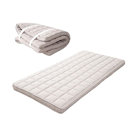 EMOOR Japanische Gepolsterte Futon Matratze Machi 140 x 202 cm, Grau, Zwickel Faltbar Speicherbar Gummibänder Boden Schlafen Gästebett Tatami-Matte von EMOOR