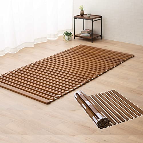 EMOOR Rollbare Lattenrostmatte Aus Massivem Paulownia-Holz OSMOS, 100 x 200 cm, Braun, Tatami Futonbett Palettenbett von EMOOR