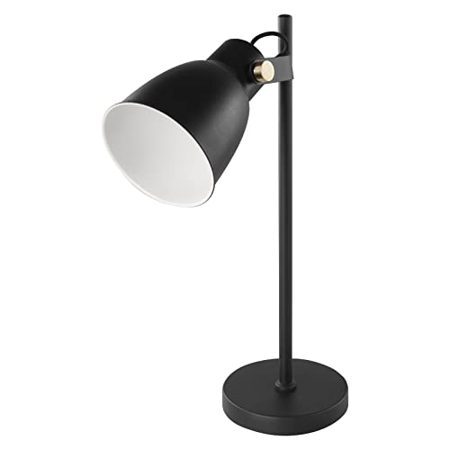 EMOS Design Schreibtischlampe JULIAN aus Metall, Vintage Tischleuchte mit E27-Fassung, Nachttischlampe Netzteil, Leselampe Lichtschirm und 150 cm Kabel, schwarz, ohne Birne, Z7621B von EMOS