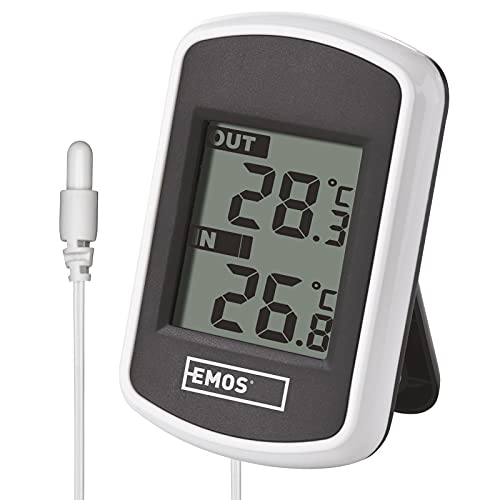 EMOS Digitales Aussen- und Innen-Thermometer mit Kabelfühler, kabelgebunden, batteriebetrieben von EMOS