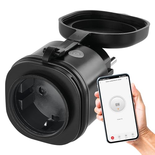 EMOS GoSmart WLAN Outdoor Steckdose 16A, 2,4GHz WiFi Smart Steckdose mit Timer und Stromzähler, IP44, manuell oder mit Smart-App gesteuert, Sprachassistant Amazon Alexa, Google Assistant, schwarz EMOS GoSmart WLAN Outdoor Steckdose 16A, 2,4GHz WiFi Smart Steckdose mit Timer und Stromzähler, IP44, manuell oder mit Smart-App gesteuert, Sprachassistant Amazon Alexa, Google Assistant, schwarz von EMOS
