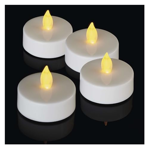 EMOS LED-Teelichter, 4 Stück flammenlose weiße Kerzen mit Flacker-Effekt, Dekoration für Weihnachten, Allerheiligen, Partys, IP20 für Innen, mit Batterie, Vintage-Warmweiß von EMOS