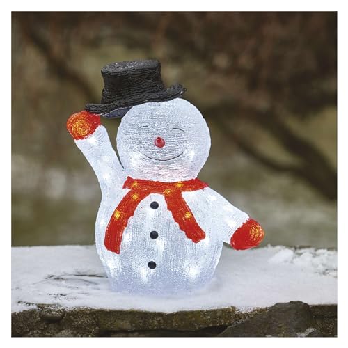 EMOS Leuchtender Akrylat-Schneemann mit 40 LEDs, originelle Weihnachtsdekoration, kaltweiß, IP44 für den Außenbereich, 5m Kabel + Netzteil, 10000 Stunden, 6/18h Timer, 2,1 Watt von EMOS