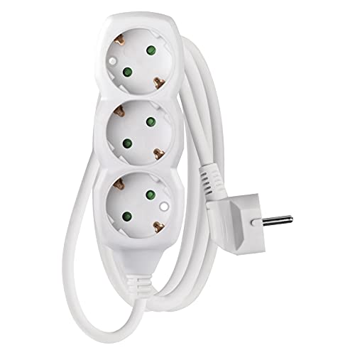 EMOS P0321R Steckdosenleiste 3-Fach, 1,5 m Kabel, Steckdosen 45° gedreht, 3-er Schuko Mehrfachsteckdose mit Kindersicherung, IP20 für Innenbereich, 3680 W, 250 V von EMOS