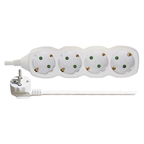 EMOS P0421 Steckdosenleiste 4-Fach, 1,5 m Kabel, Steckdosen 45° gedreht, 4-er Schuko Mehrfachsteckdose mit Kindersicherung, IP20 für Innenbereich, 2300 W, 250 V von EMOS