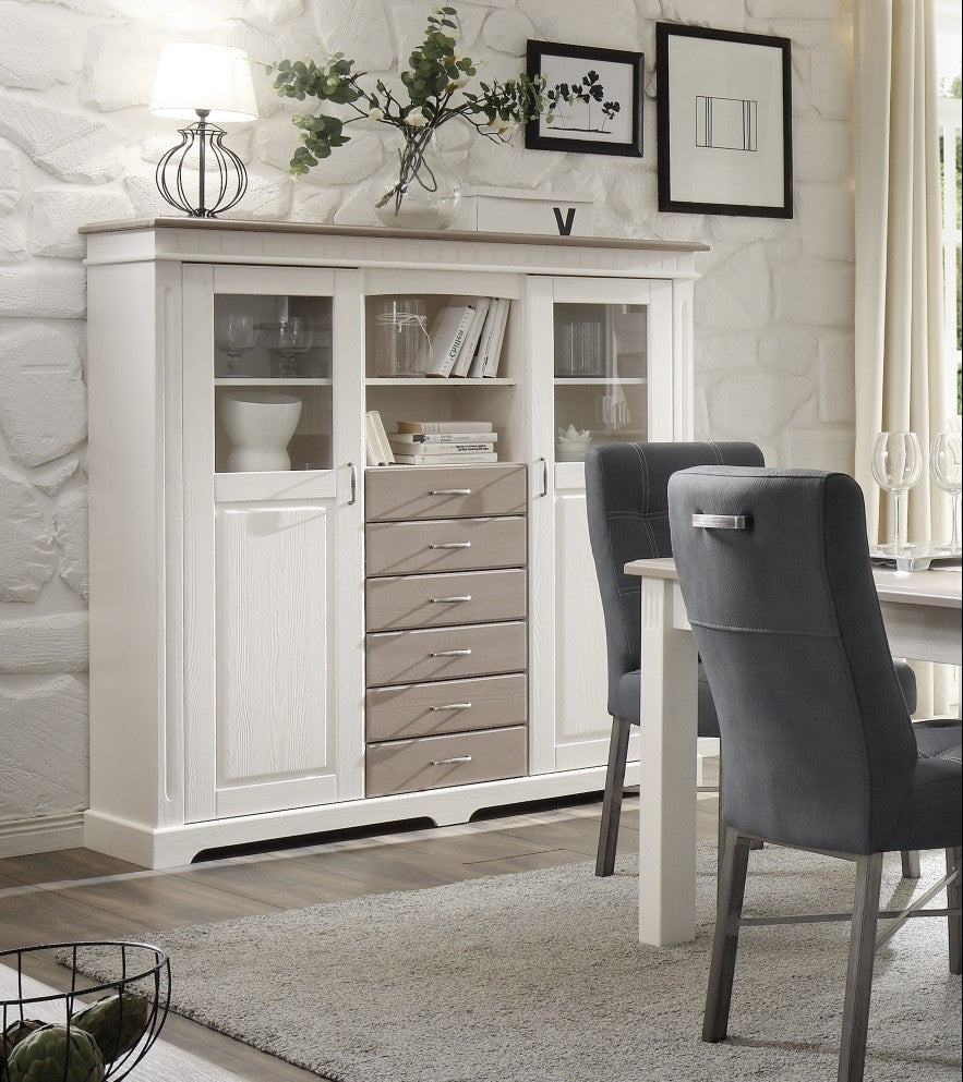 Highboard weiß Kiefer massiv Cordoba von EMPINIO24