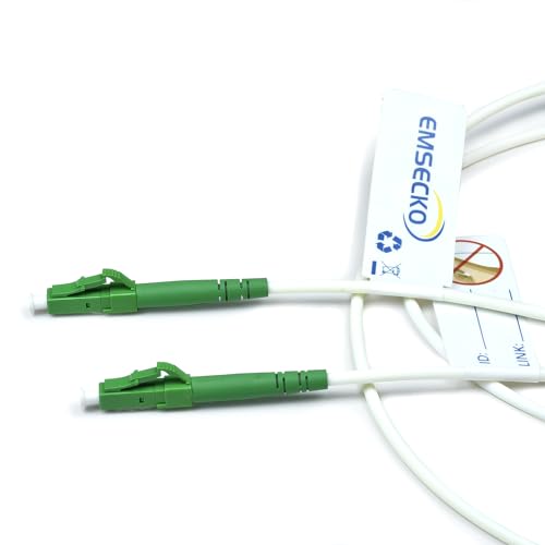 EMSECKO 30M OS2 Simplex LC/APC 8° Stecker, 3.0mm LWL Glasfaser-Kabel, 9/125μm Patchkabel LSZH, FTTH Lichtwellenleiter, Weiß von EMSECKO