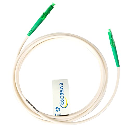 EMSECKO LC/APC 8° zu LC/APC 8° Stecker, 5M OS2 Simplex 3.0mm LWL Glasfaser-Kabel, 9/125μm Patchkabel LSZH, FTTH Lichtwellenleiter, Weiß von EMSECKO