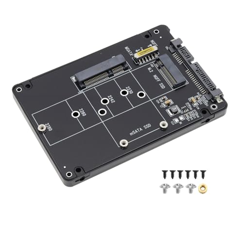 EMSea 2-in-1-Combo M.2-NGFF-B-Key- Und MSATA SSD-zu-SATA 3.0 Adapter Konverter Gehäusegehäuse, Kompatibel mit SATA3.1-Standard-PCI-Express-M.2-Protokoll von EMSea