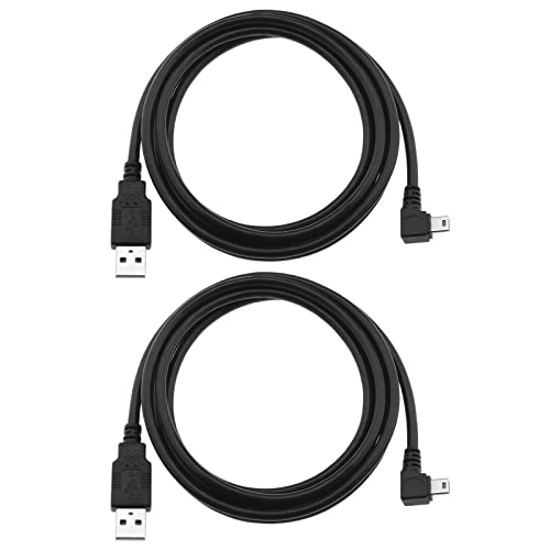 EMSea 2 x Mini-USB-Ladekabel, 1,8 m, Mini-USB-B-5-poliger Stecker, 90 Grad linker Winkel auf USB 2.0-Stecker, Ladegerät, Adapterkabel zum Laden, Synchronisieren, Datenübertragung von EMSea