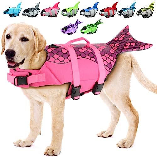 EMUST Dog Life Vests, Dog Life Preserver for Swimming, Boat, Pool, Ripstop Dog Life Jacket with High Buoyancy and Lift Handle for Small and Medium Breeds, M von EMUST